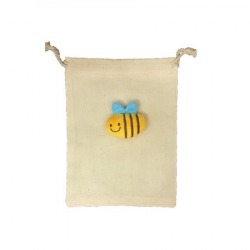 Cotton Pouch with Plush Bee